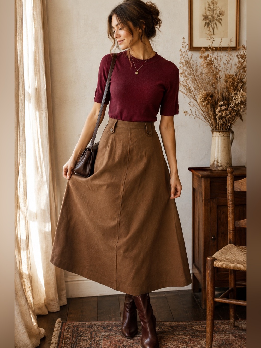 Classic Brown Vintage Chadwick’s Maxi Skirt Cottagecore Grannycore Grandma